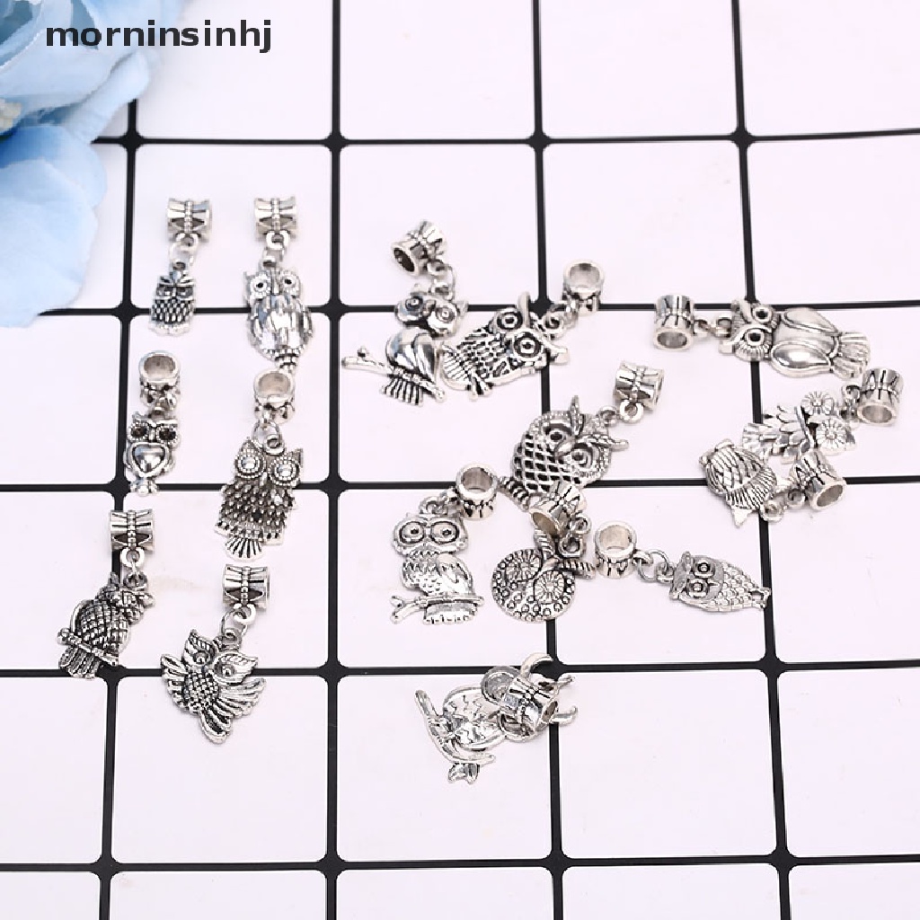 16pcs Liontin Bentuk Burung Hantu Tibet Bahan Alloy Warna Silver