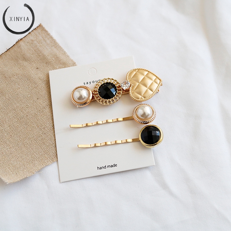 【8 Groups】Korea Ins Wind Pearl Edge Clip Pearl Hairpin Sweet Wind Bangs Clip Set Hairclip