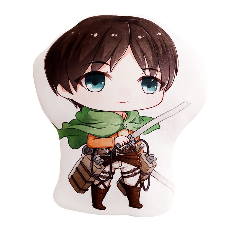 45cm Mainan Titan Manga Peripheral Plush Doll Eren Mikas Cushion Stuffed Toys Boneka