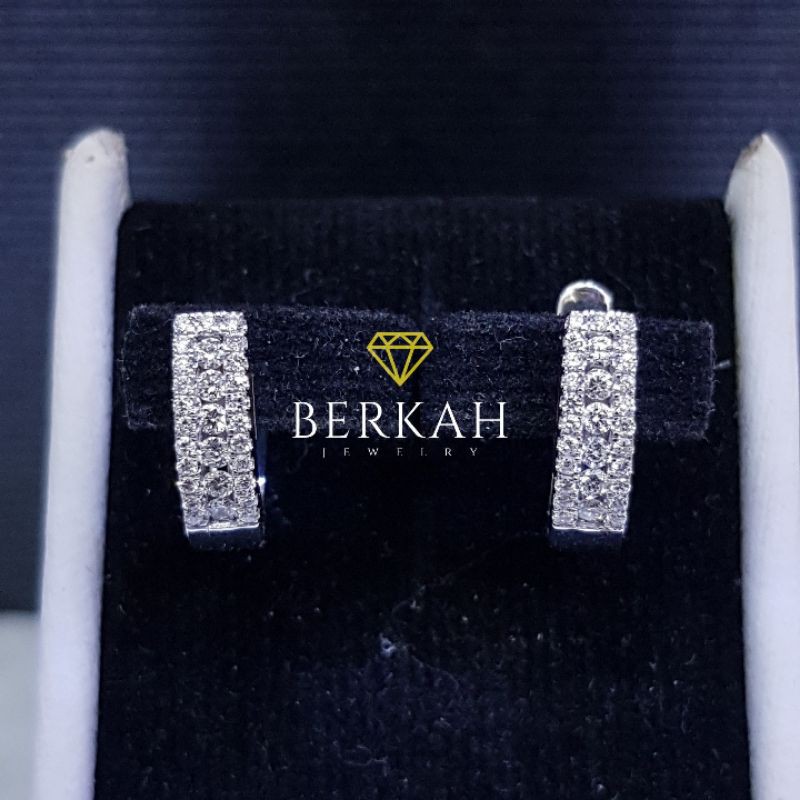 Anting Giwang Emas Putih Berlian Asli Natural Diamond