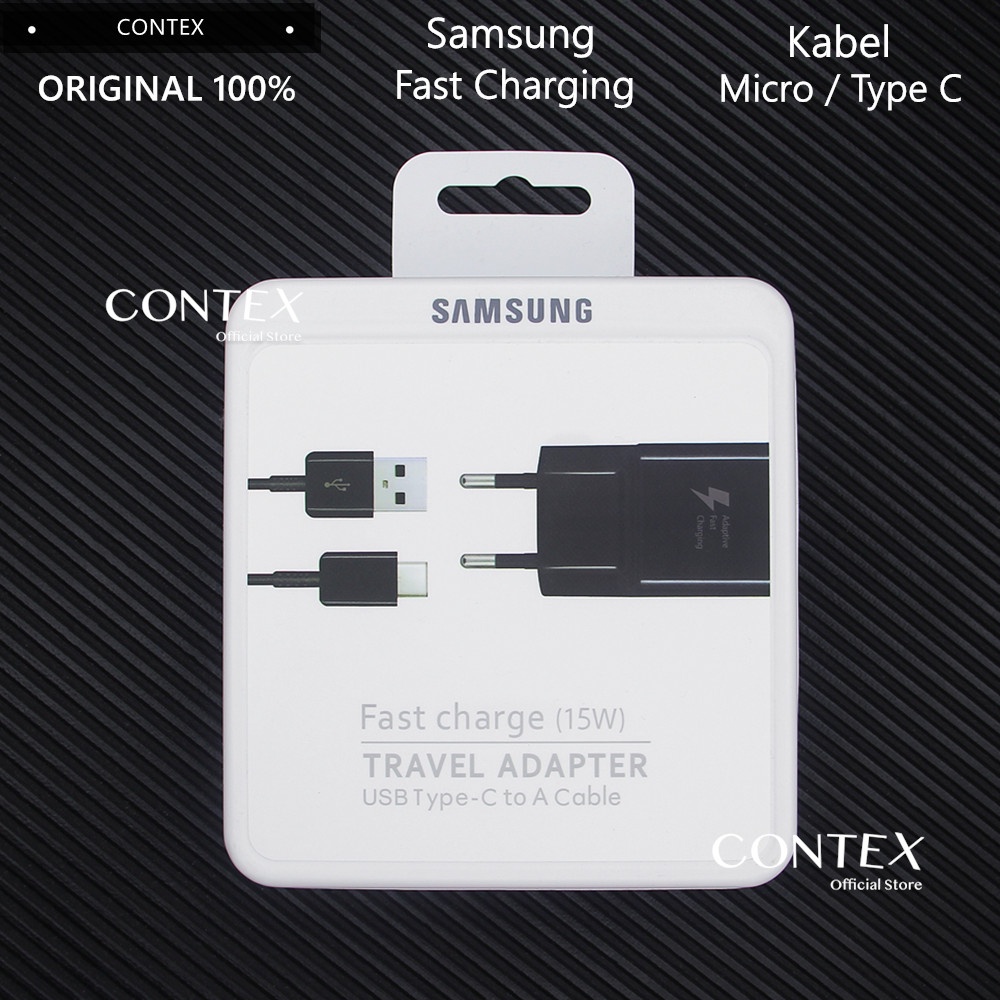 Charger Samsung 15W Original 100% Kabel USB to TypeTipe-C Micro Fast Charging adapter kabel data