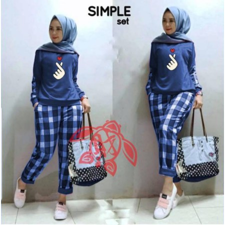 Setelan Piyama/ jumpsuit & overal waneita/ set celana kulot/ baju couple ibu anak Korean sabrina