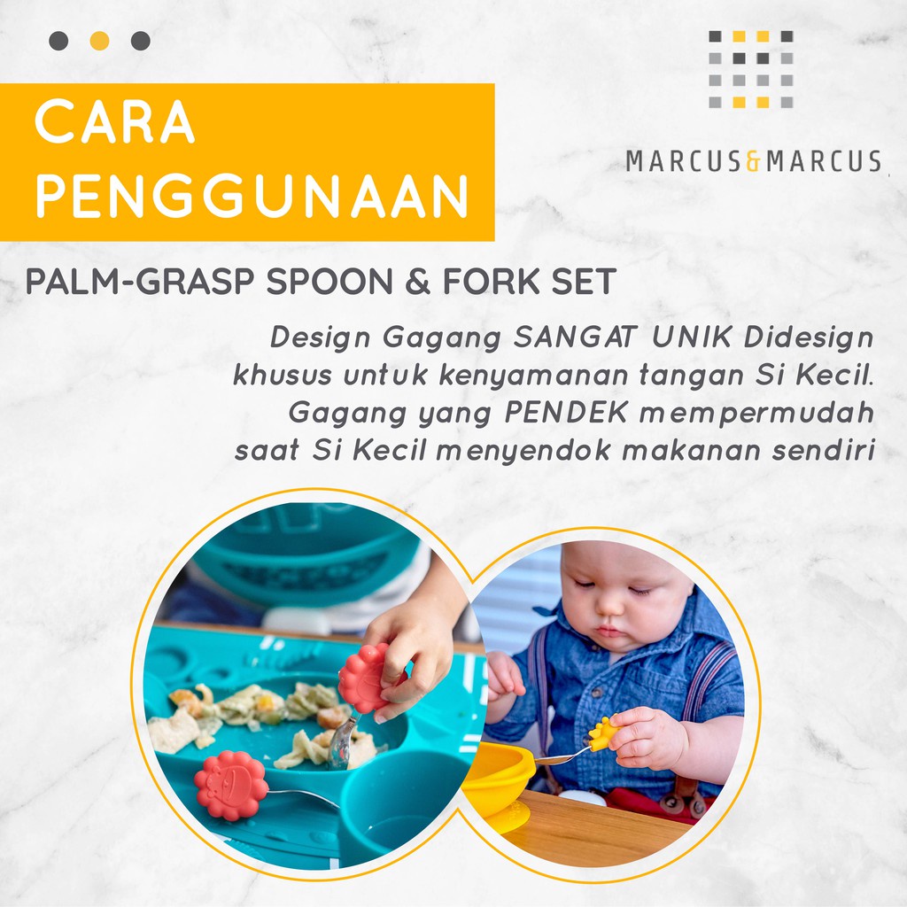 Castle - Marcus &amp; Marcus Palm Grasp Spoon Fork - Sendok Garpu Bayi Mandiri - MNM