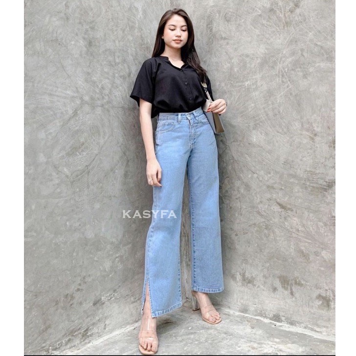 EONNI KULOT JEANS BELAH PREMIUM // KULOT HIGHWAIST JEANS BELAH