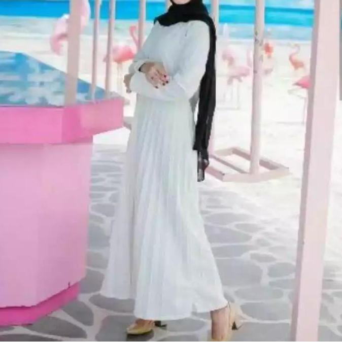 (TERLARIS) GAMIS PLISKET PUTIH POLOS / GAMIS PUTIH POLOS / GAMIS PANJANG / GAMIS TERBARU / GAMIS POL