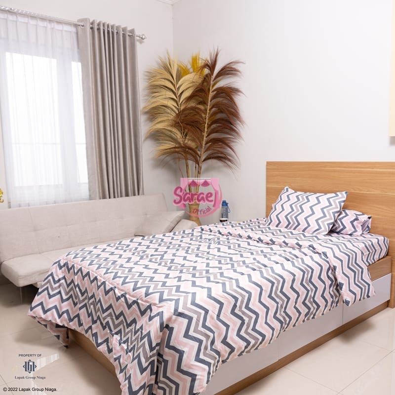 Two tone Bedcover sprei set by SARAE OFFICIAL katun jepang adem bahan halus abu tua muda minimalis