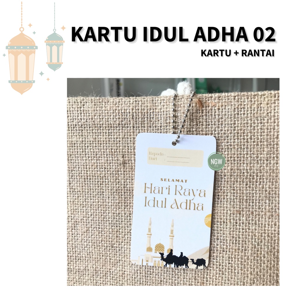 Kartu IDUL ADHA / EID ADHA ucapan tag hampers kado + rantai lengkap ecer