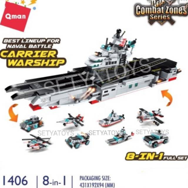Lego Qman Enlighten No.1406  Combat Zones Series 8 in 1 Carrier Warship Full Set