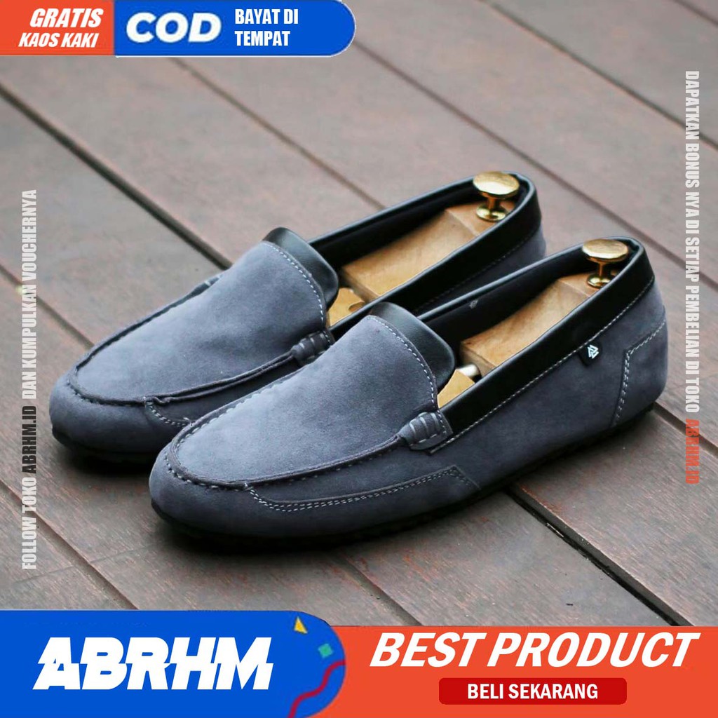 ABRHM Sepatu Casual Slip On Hitam Kerja Pria