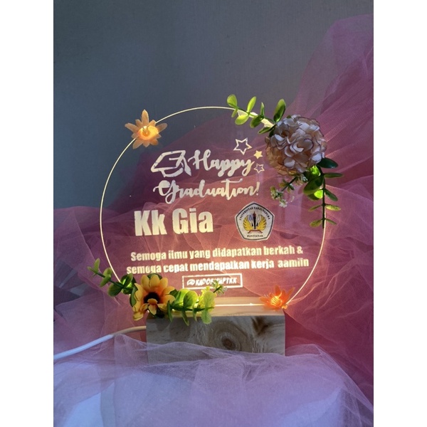 Akrilik Bunga / Plakat Bunga Wisuda Opening Ultah - Kadokita Pontianak