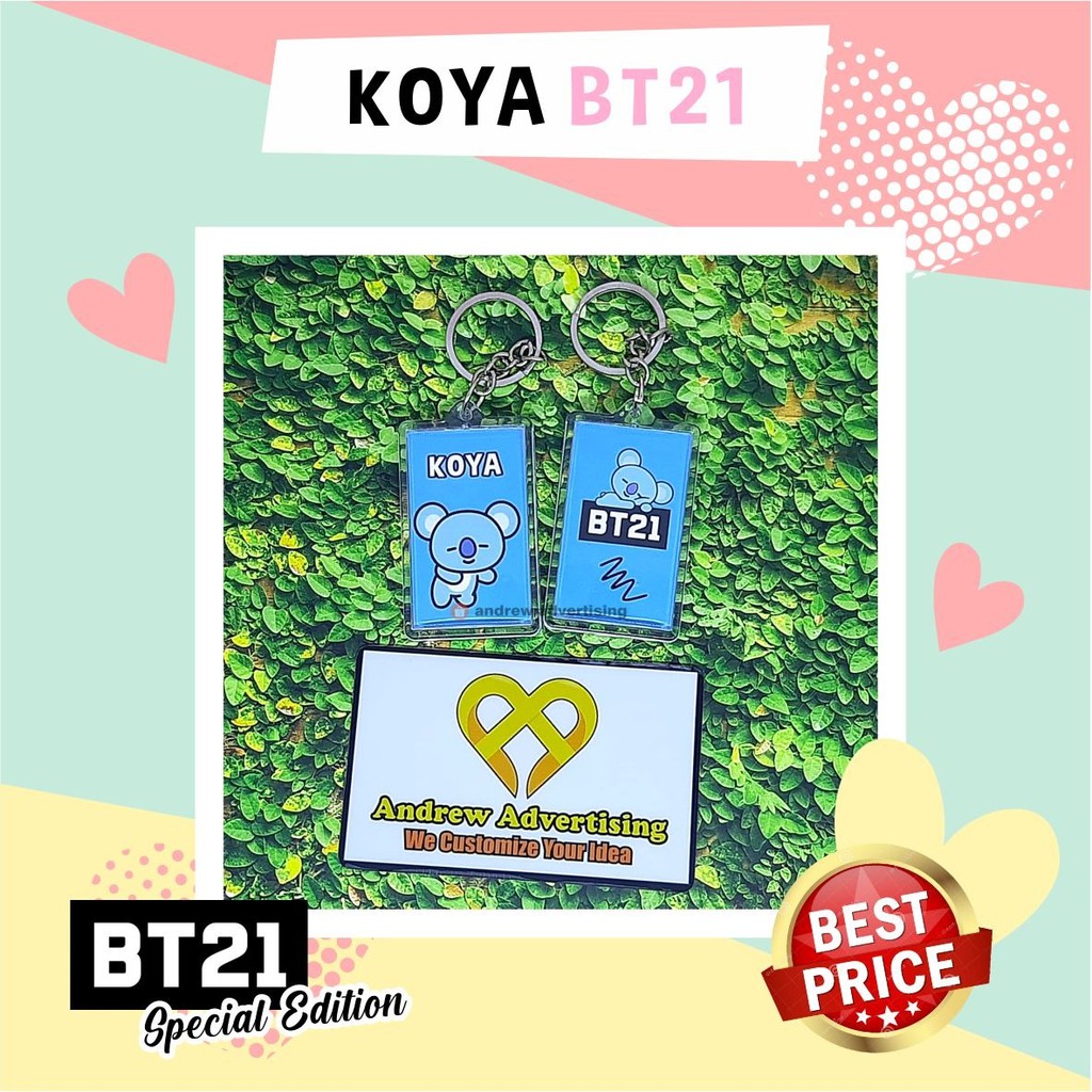 Gantungan Kunci Akrilik Kotak BT21 / Merchandise BTS