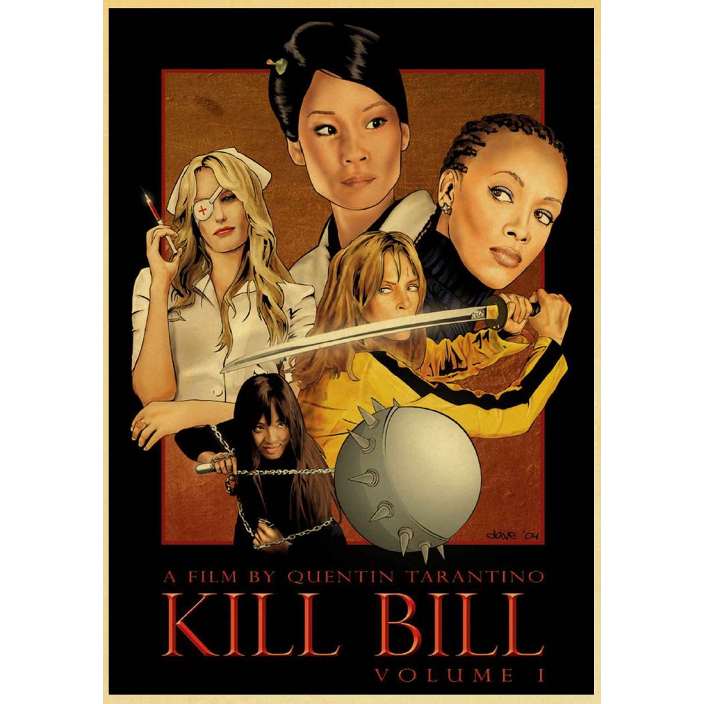 Poster Stiker Dinding Desain Film Kill Bill Klasik Vintage Bahan Kertas Kraft Untuk Dekorasi Rumah / Bar