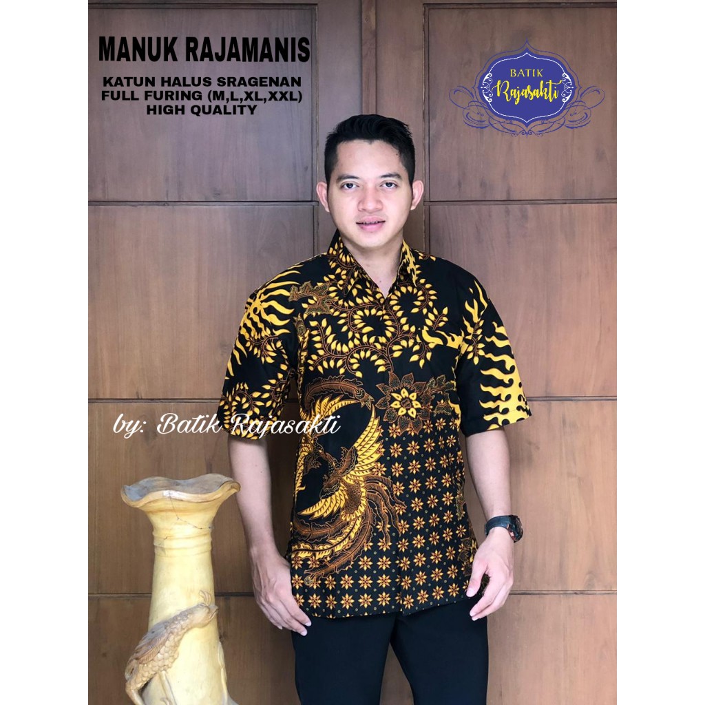 Manuk Rajamanis KEMEJA BAJU BATIK PRIA SOLO LENGAN PENDEK FULL FURING KATUN HALUS PREMIUM NEW KRISNAMUKTI DANURDARA ANGGA JAYA SAWUNG SAR  ABINAYA PARAMARTA LARAS TIGA NEGERI AFANDI 2 AMBARWATU BANYU BIRU WAYANG MABUR GARUDA PANCASILA NGOPI LAPIS KEMBANG