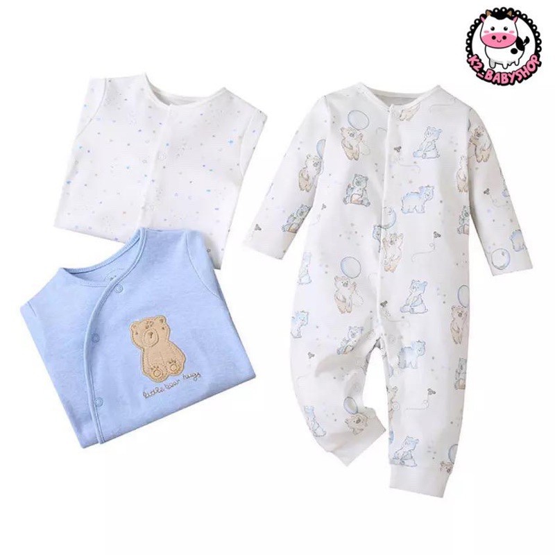 BABY K2 - Sleepsuit buka kaki isi 3 pcs motif bear