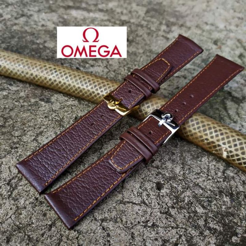 Omega Seamaster leather Strap Tali jam Omega 20mm Drak brown