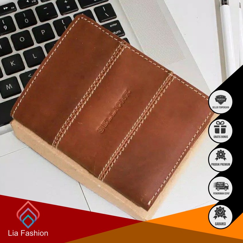 LF X MIDEL - Dompet Kulit Sapi Asli Import Kualitas Premium Warna Cokelat Unisex Pria Wanita Model L