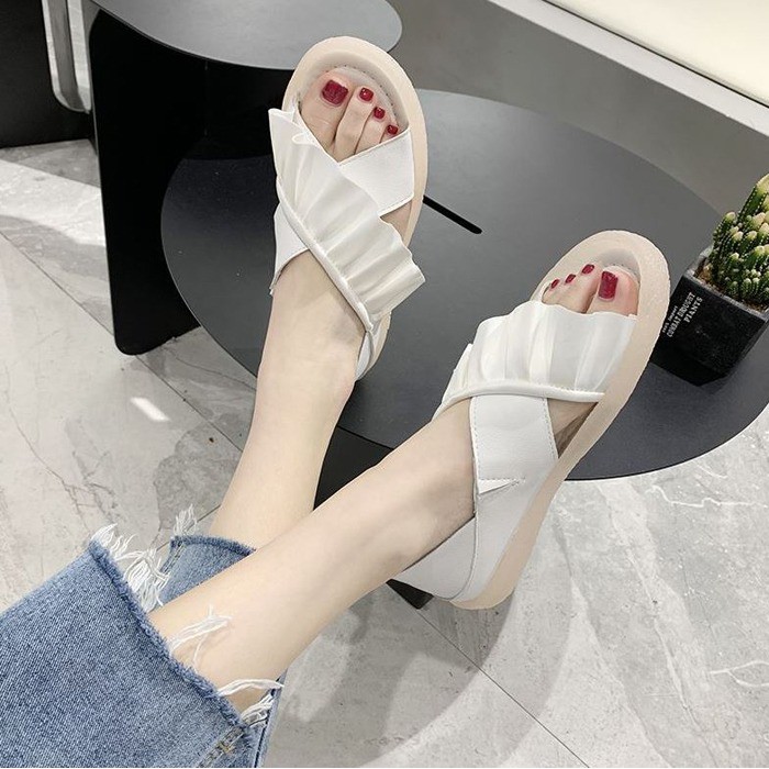 8559 Sandals Wanita Flat Shoes Import Murah Sendal Slip on