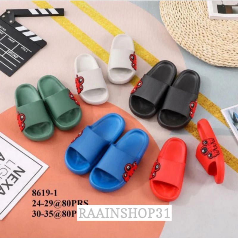 Sandal anak Squid game Sandal anak terbaru selop karet anak Sandal karet import anak anak