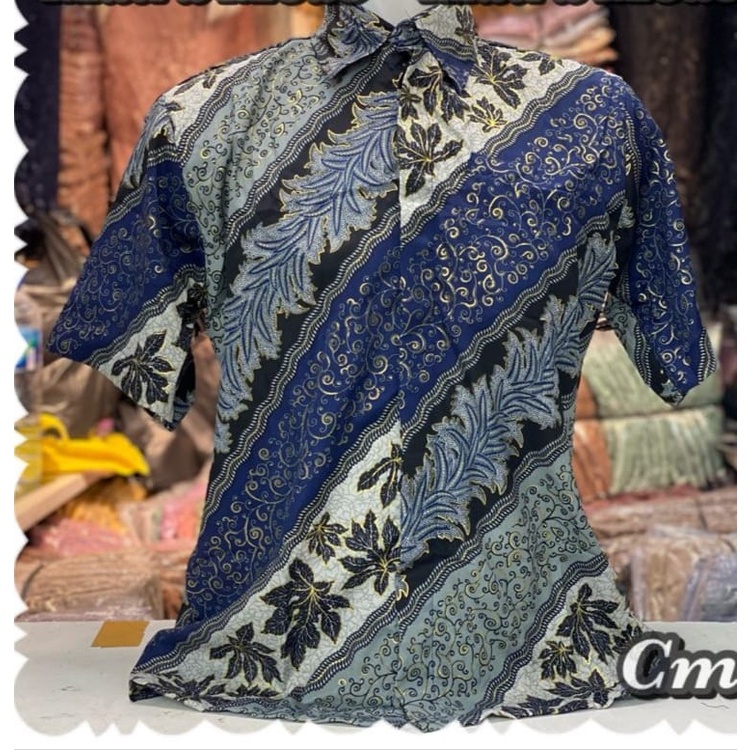 Couple batik kemeja dan rok plisket / set rok plisket dan kemeja batik / motif cm biru