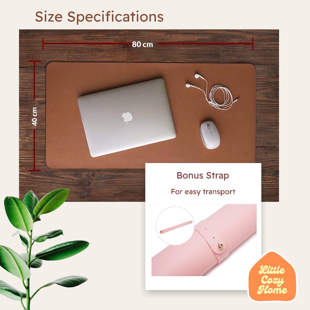 Duo-Tone Desk Pad XL Bahan PU Leather Kulit Premium / Classic Mouse Pad Besar / Desk Mat / Alas Meja Kerja Anti Slip Warna Ganda Anti Slip Tahan Air Waterproof