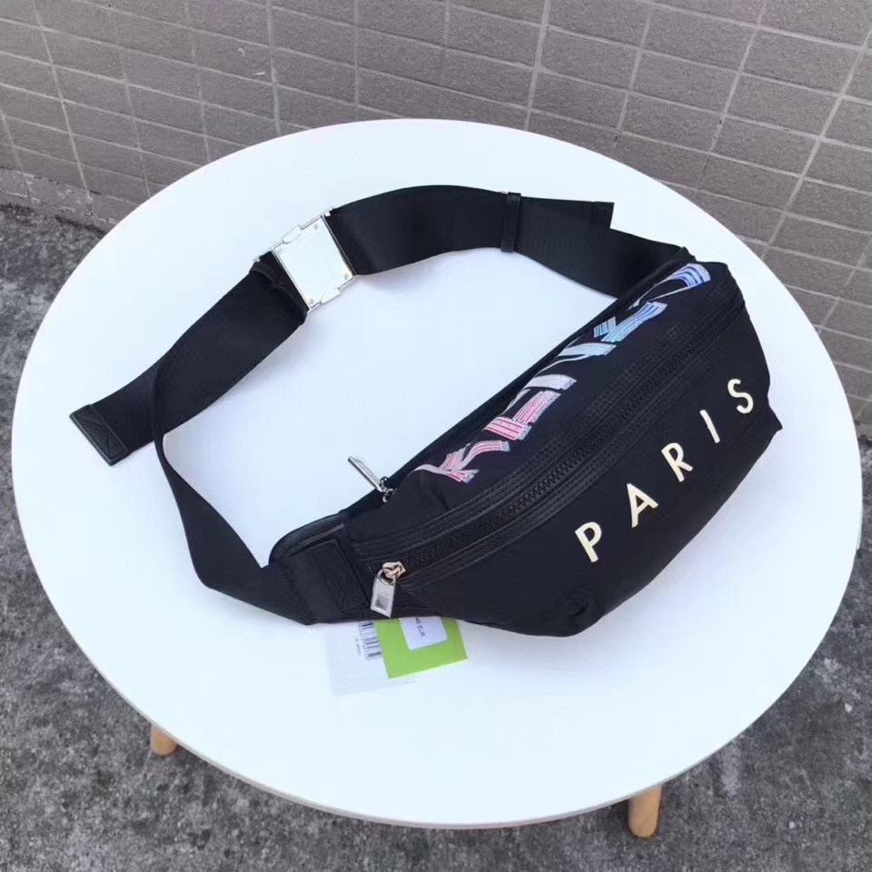 WAISTBAG k-z TAS SELEMPANG BUMBAG CROSS LOGO FULLSET PARIS WHITE COLOR