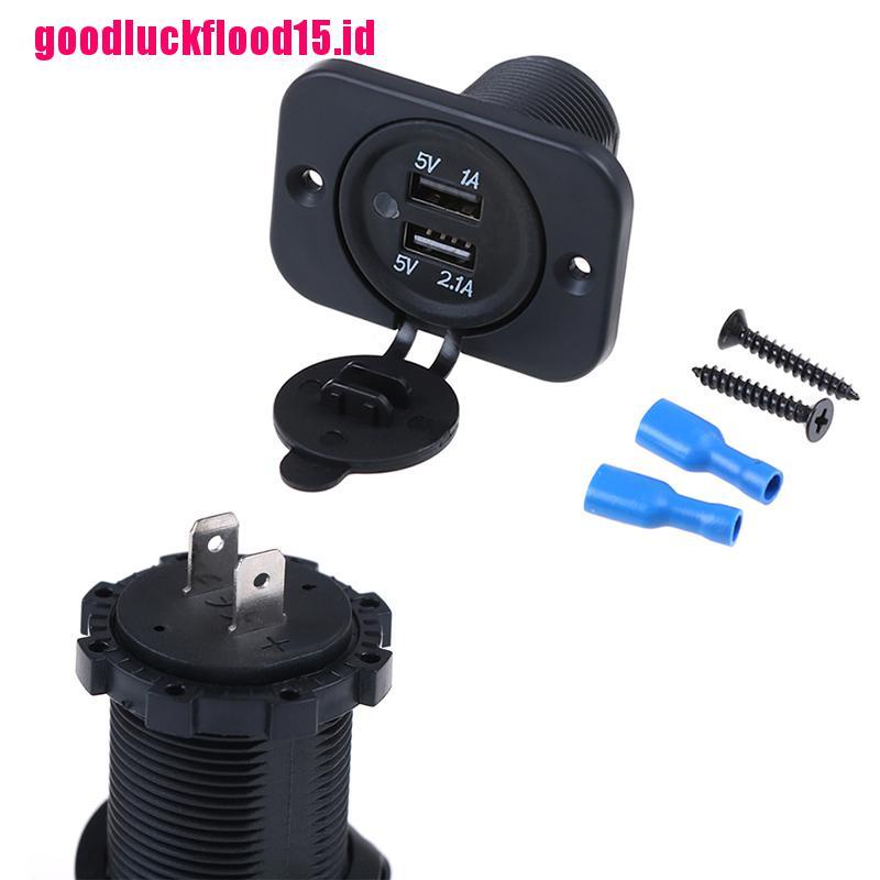 {LUCKID}Dual 2 USB outlet 1A &amp; 2.1A port socket charger for car boat motorcycle 12 volt