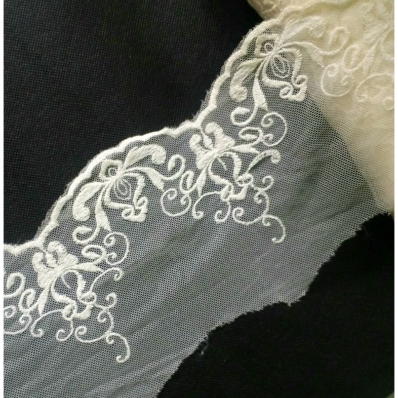 PER YARD RENDA TILE WARNA BROKEN WHITE LEBAR 11CM