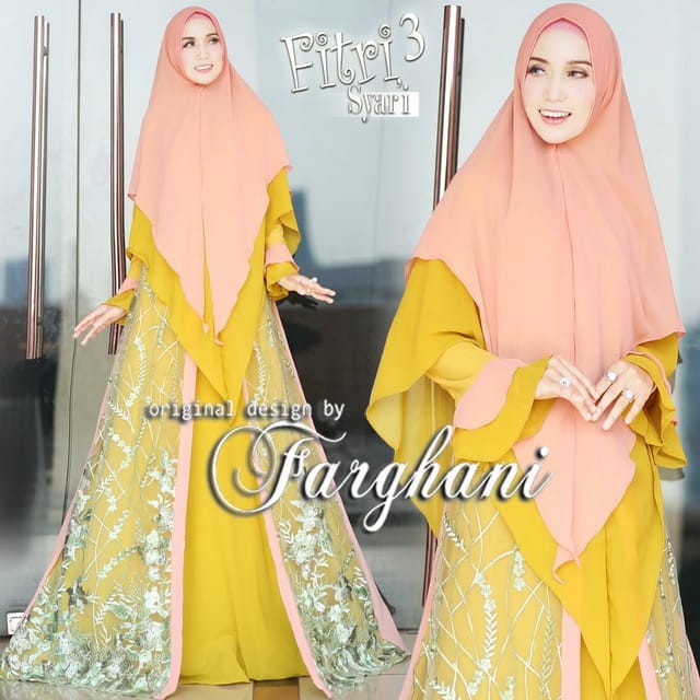 SALE | FITRI SYARI by Farghani Gamis Set Khimar Polos Brokat Premium Mewah Pesta ORIGINAL BRAND | PR