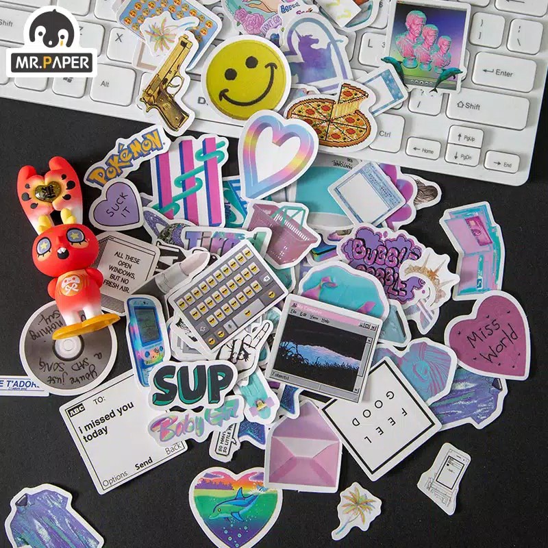 

50pcs / Set Stiker Motif Lucu Untuk Dekorasi Diary / Scrapbook