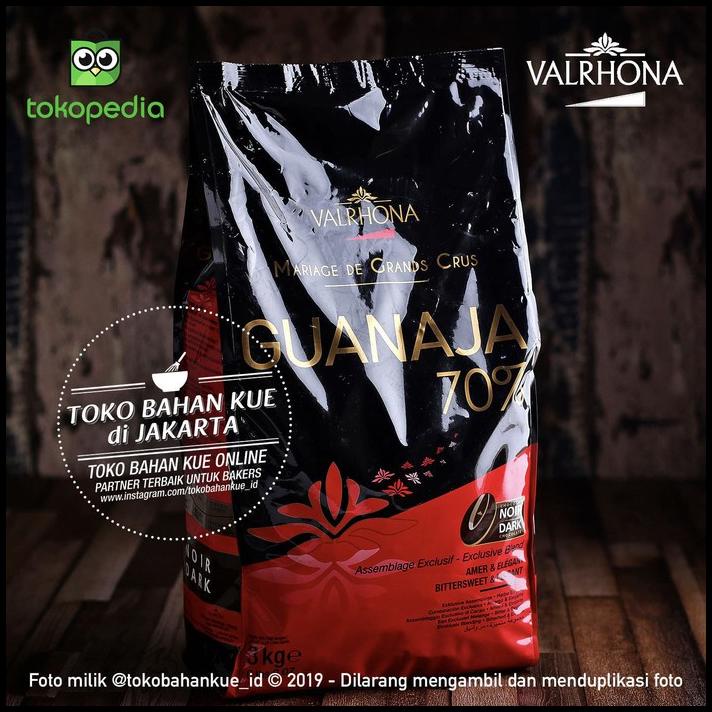 

Valrhona Guanaja 70% Dark Chocolate 1Kg Couverture Coklat Coin Pahit