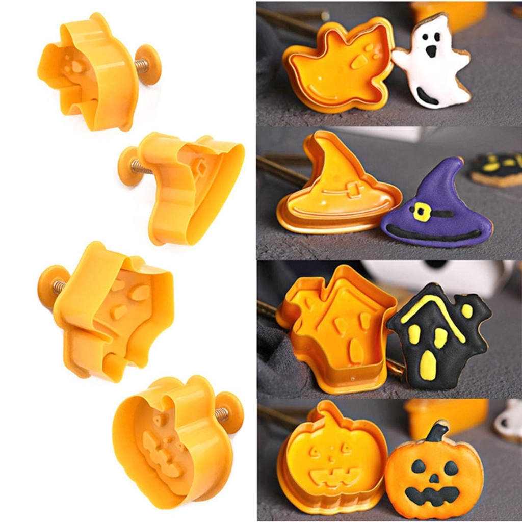 Nanas 8 Pcs Halloween Biskuit Cetakan Coklat 3D Press Cetakan Baking Fondant Cookie Cutter