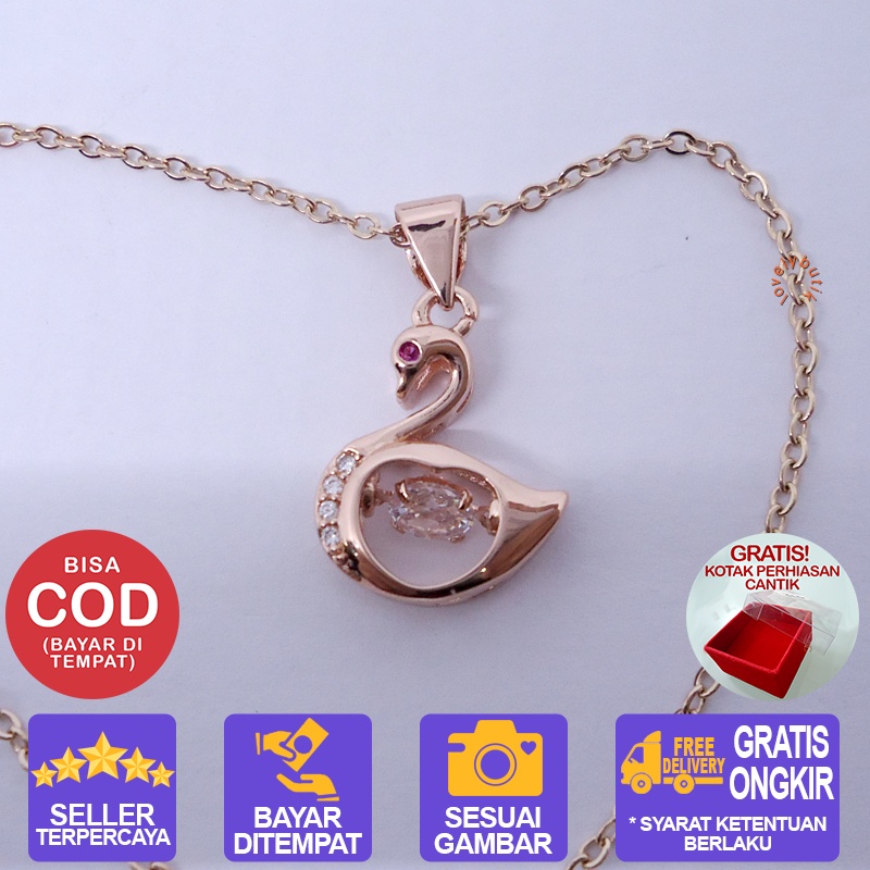 Lovelybutik - Kalung Titanium Anti Karat Kalung Wanita Angsa Titanium Model Terbaru Dengan Liontin Angsa Ukuran 45 cm Warna [Emas] [Rosegold] BONUS KOTAK PERHIASAN