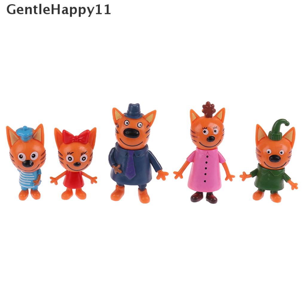 Gentlehappy 5x Three Little Kittens Action Figure Mainan Kartun Rusia Anime Mini Happy Cats