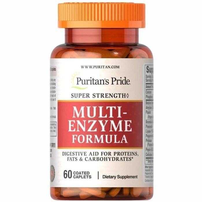 Puritan's Pride Super Strength Multi Enzyme Formula 60 Kapsul Digestive Aid For Proteins,Fats