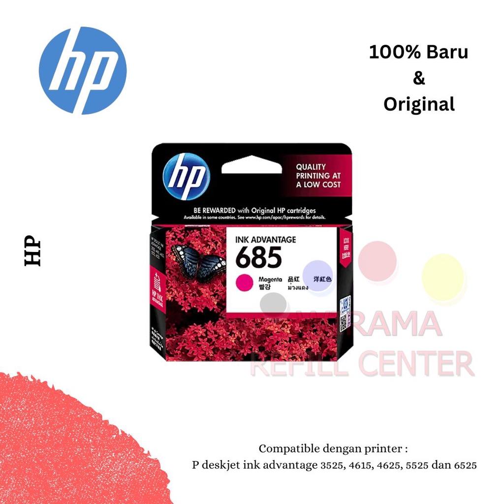 Tinta Cartridge HP 685 Original 1 SET 4 WARNA