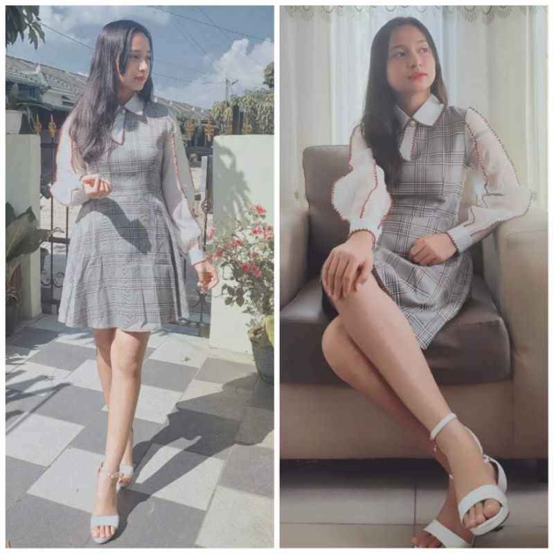 Ready dress korean style baju terusan wanita lengan panjang fashion murah import bkk bangkok