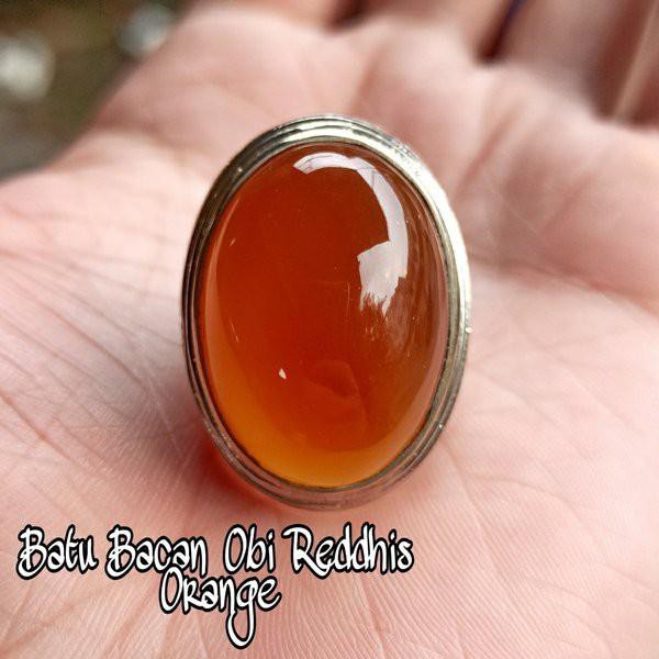 CINCIN BATU AKIK NATURAL BACAN OBI REDHIS ORANGE GIWANG BIG SIZE