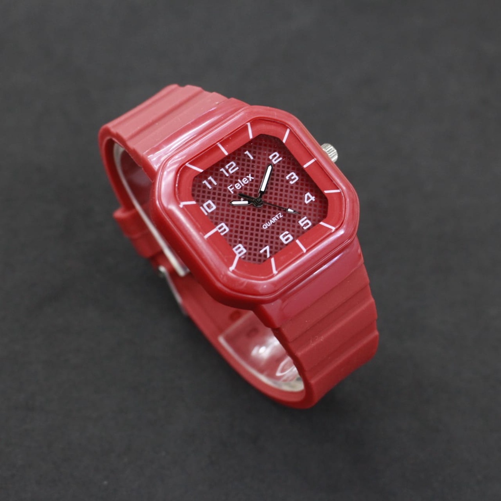 JAM TANGAN WANITA FELEX FASHION KARET SEGI / JAM TANGAN WANITA ANALOG