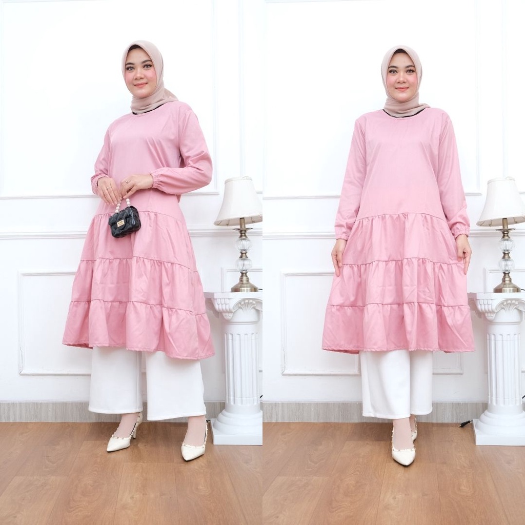 PERSIK TUNIC SUSUN REMPLE /LONG TUNIC WANITA TERBARU