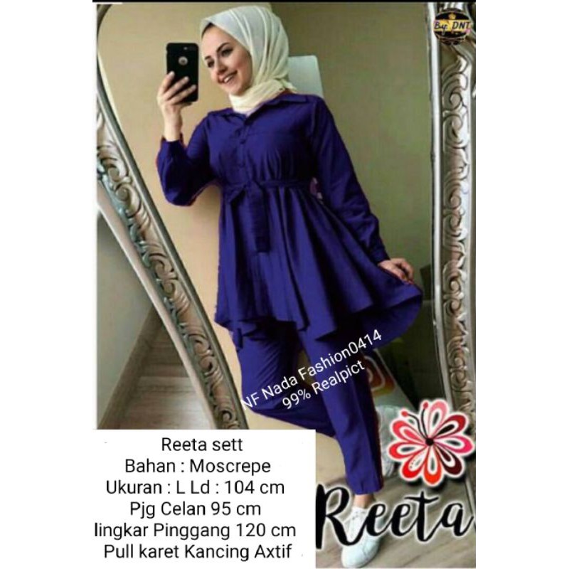 Reeta sett Terbaru / ( Realpict Geser Kiri ) / Baju Setelan / Setelan Termurah / Tunik set / Terbaru