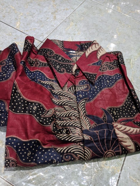 Kemeja Atasan Batik Pria Model Terbaru Modern Slimfit Size M L Xl Xxl Lengan Panjang