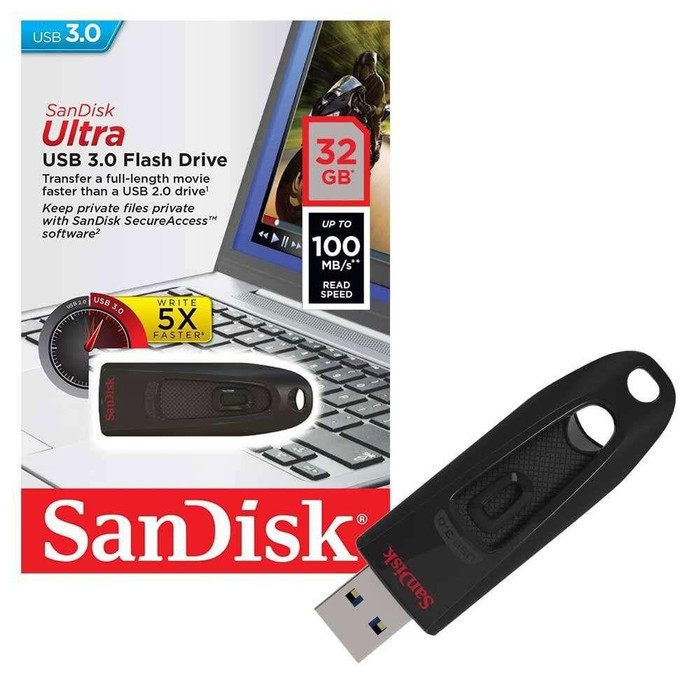 SanDisk Ultra USB 3.0 Flash Drive 32GB up to 100Mbps CZ48