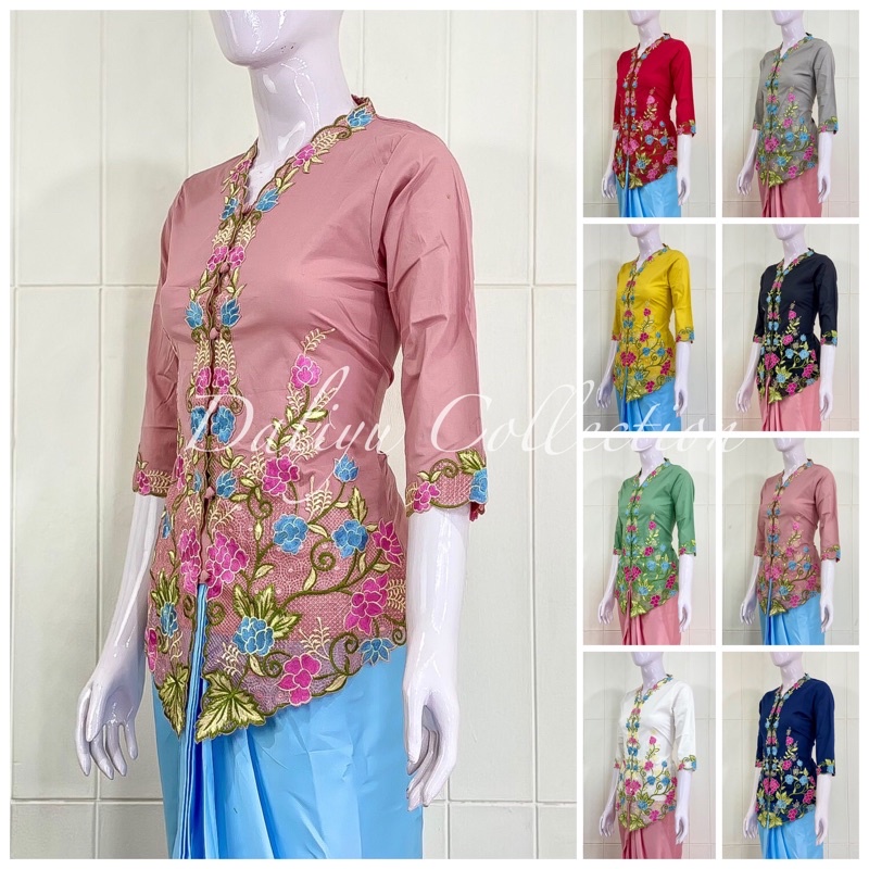 ESW02 - Daliyu KEBAYA ENCIM LENGAN 7/8 BORDIR WARNA Katun Stretch / S M L XL