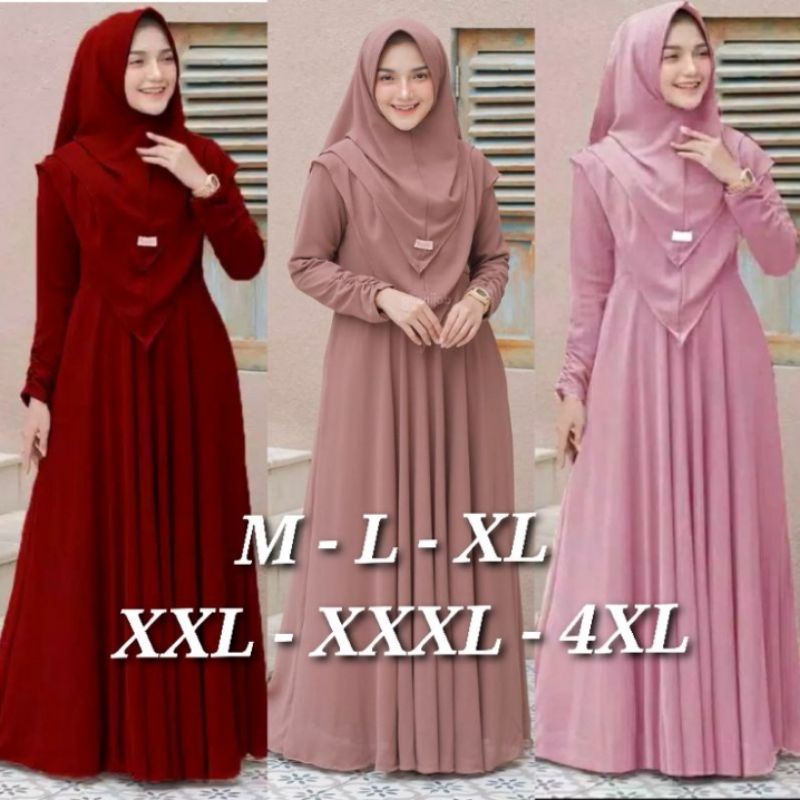 GAMIS SYARI JUMBO JILBAB 2 LAYER UKURAN L SET MURAH by Tibyan Hijab