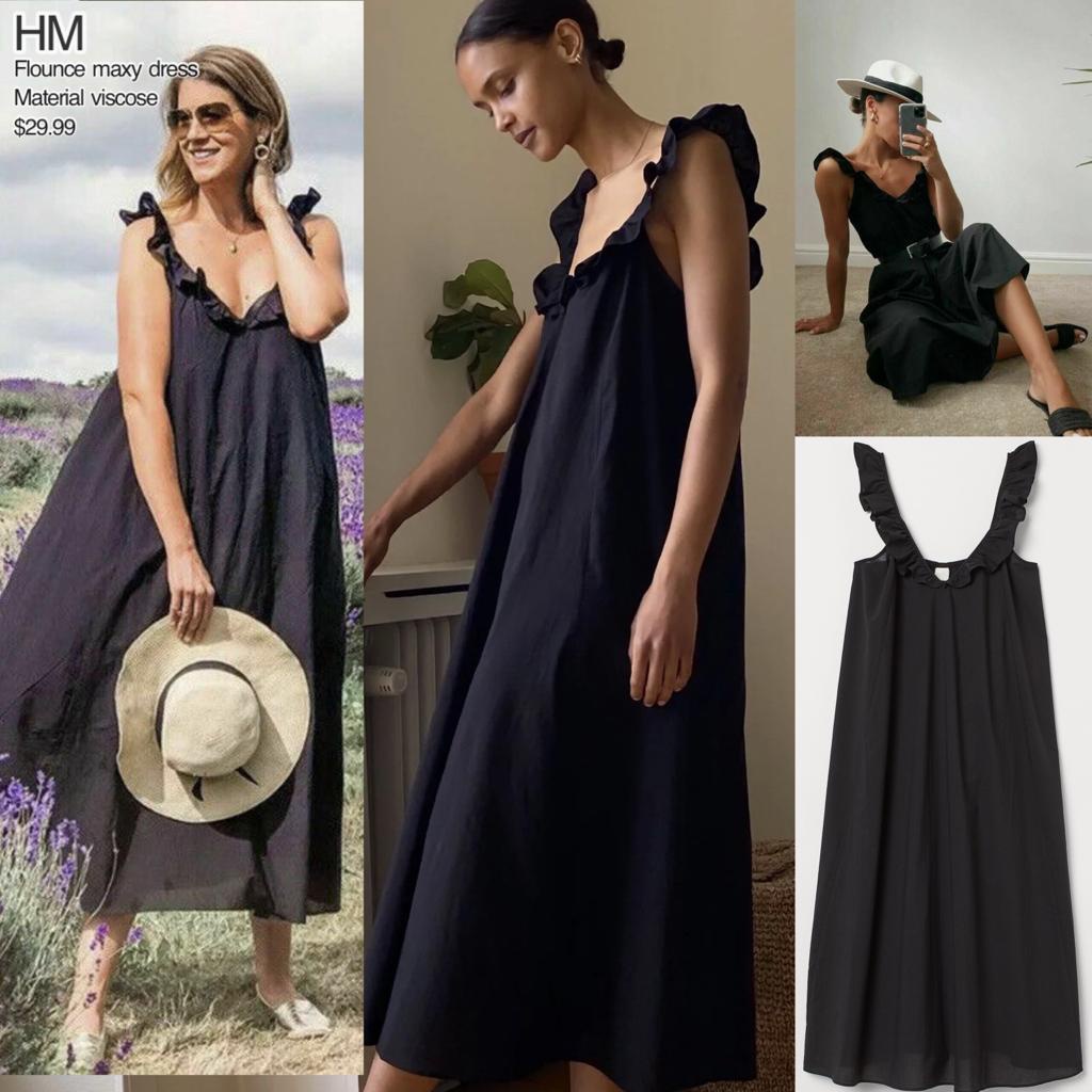 Hm cotton ruffle maxy dress