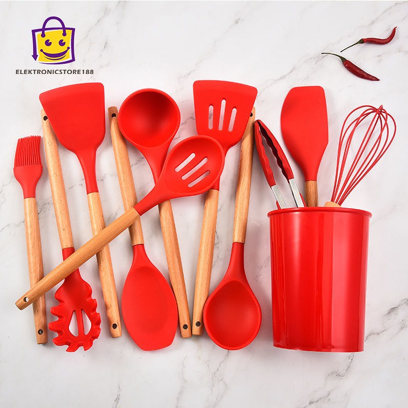 Sutil silikon Spatula Silicone sodet Alat Masak set 12pcs-4