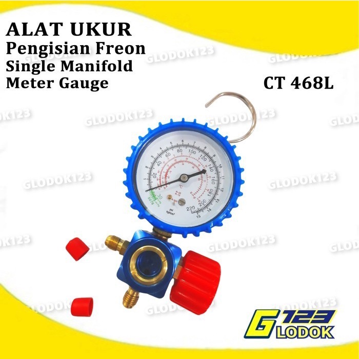 Manifold Single Alat Ukur Test Isi Freon AC Kulkas 466 R12 R22 R134A