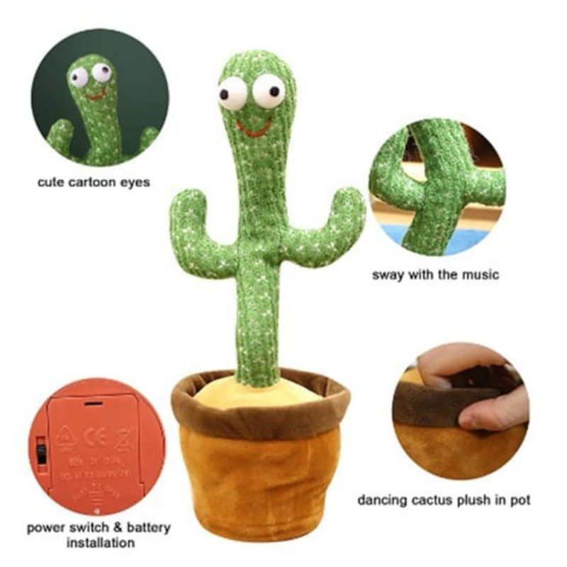 Cactus Toy Boneka Pintar Kaktus Joget Joged Goyang Bisa Ngomong Rekam Bicara Menari Dance Dancing