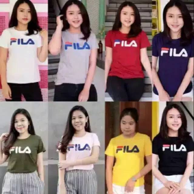 T shirt kaos  cewek baju  wanita kaos  fila  cewek 