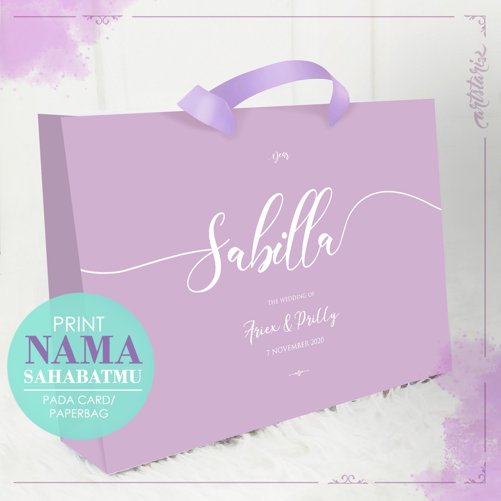 

Paperbag Polos Simple Hijau Tosca /Ungu muda Lilac Pastel Soft Color Custom Nama Teman Bebas Request